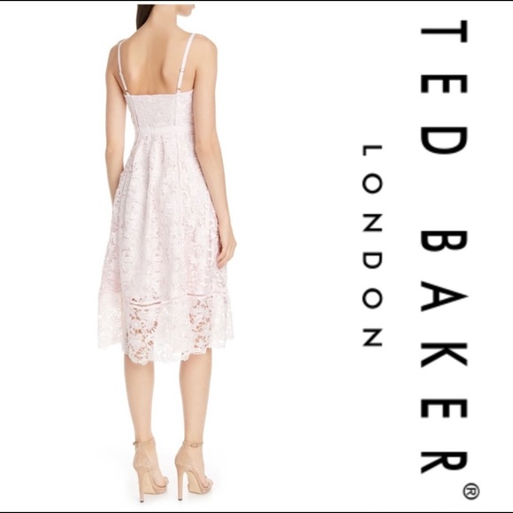 NWT Ted Baker Valens Mixed Lace Dress Pale Pink 1 - Picture 5 of 6
